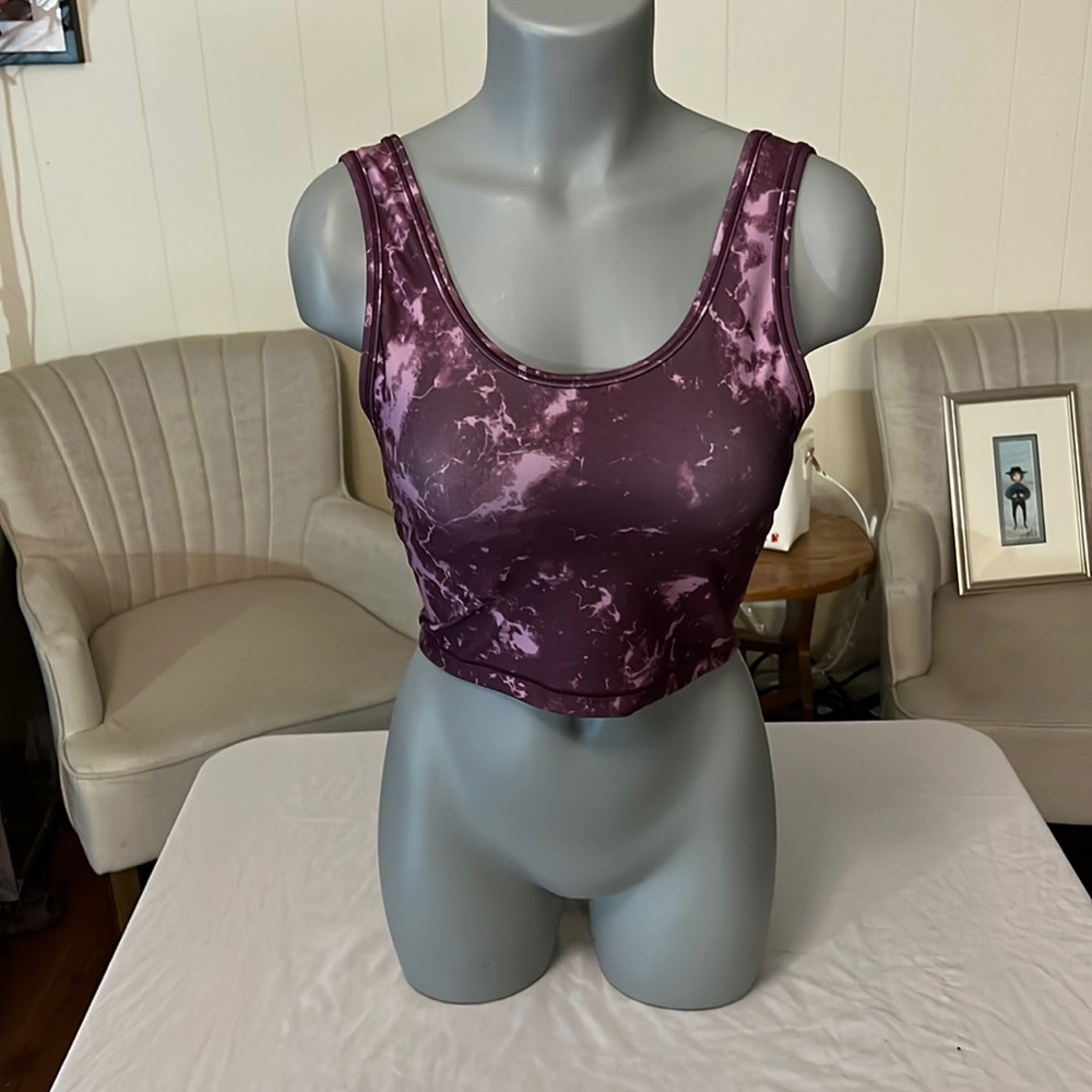 Marika Long Line Athletic Purple and Pink Crop Top NWOT in Size Medium